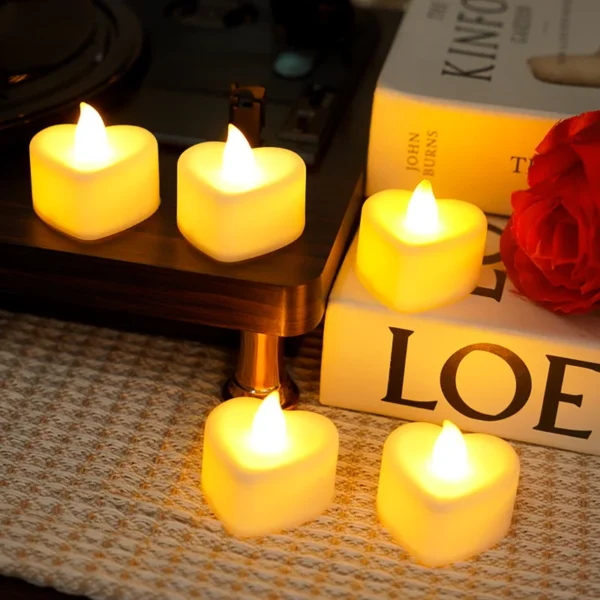 Flameless Led Candle For Home Christmas Party Wedding Decoration Heart-shaped Electronic Battery-Power Tealight Candles - Image 5