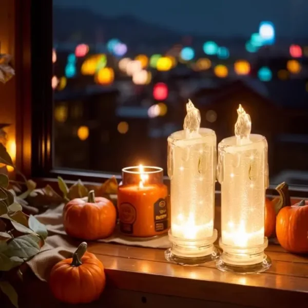 Crystal Candles LED Light Transparent Flameless Battery Power Lantern Night Lamp Wedding Party Birthday Xmas Halloween Decor - Image 2