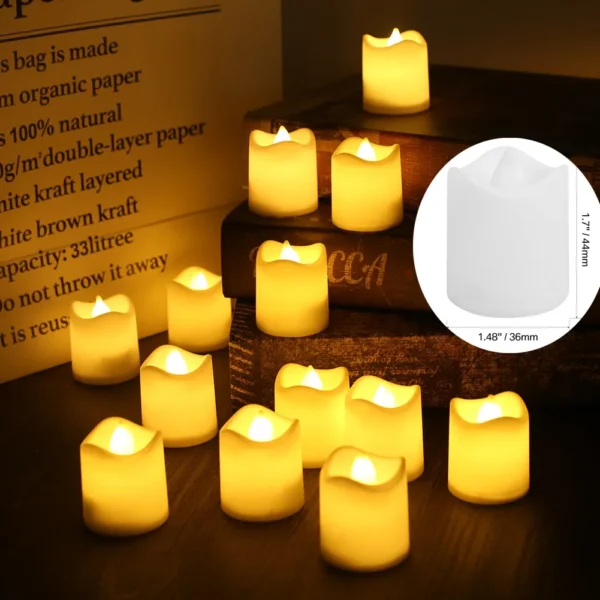 LED Candles 24/12 Pack Flameless Flickering Tea Light Warm White Candle for Party Wedding Birthday Christmas Gifts Home Decor - Image 5