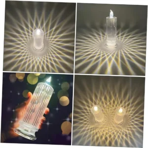 Crystal Candles LED Light Transparent Flameless Battery Power Lantern Night Lamp Wedding Party Birthday Xmas Halloween Decor