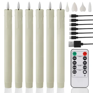 6/12pcs Rechargeable LED Flickering Flameless Taper Candles 4 Type Head with Remote Control Battery Operated Home Decor Candle