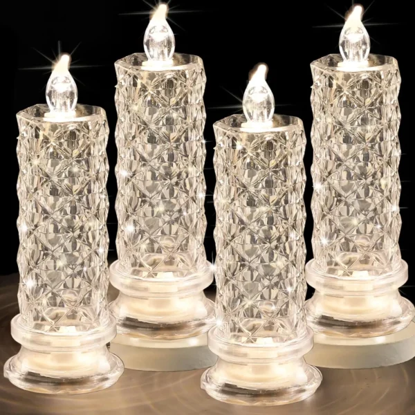 Crystal Candles LED Light Transparent Flameless Battery Power Lantern Night Lamp Wedding Party Birthday Xmas Halloween Decor - Image 4
