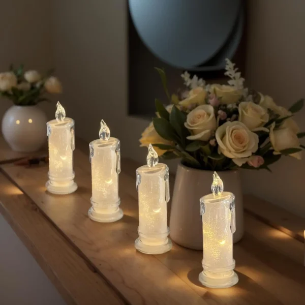 Crystal Candles LED Light Transparent Flameless Battery Power Lantern Night Lamp Wedding Party Birthday Xmas Halloween Decor - Image 6