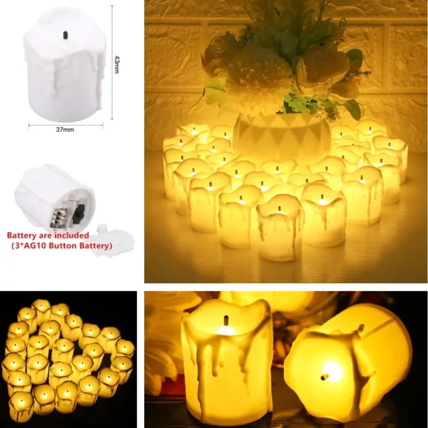 12/24Pcs Pack Flameless LED Candle Wishing Tea Light Warm White Battery Operated Candles Halloween Christmas Wedding Decor - Image 9