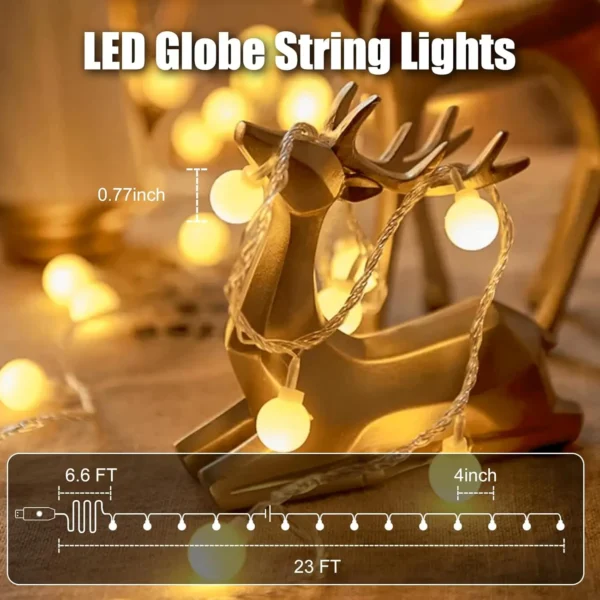 10M Ball LED String Lights Outdoor Ball Chain Lights Garland Lights Bulb Fairy Lights Party Home Wedding Garden Christmas Decor - Image 3