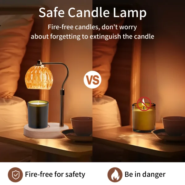 Retro Candle Warmer Table Lamp Aromatherapy Lamp with Timer & Dimmer Height Adjustable for Scented Candles Home Bedroom Decor - Image 4