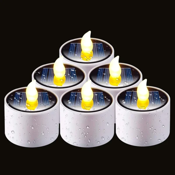 2/4/6 Pieces Solar Flameless LED Candles Fake Flickering Tea Lights Outdoor Garden Light Romantic Wedding Party Decoration - Image 2