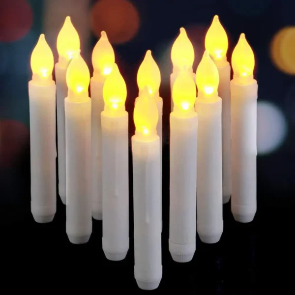 12 Pcs Flameless LED Taper Candles Battery Operated Candles Flickering LED Candles Warm Light Church Christmas Halloween Wedding - Image 2