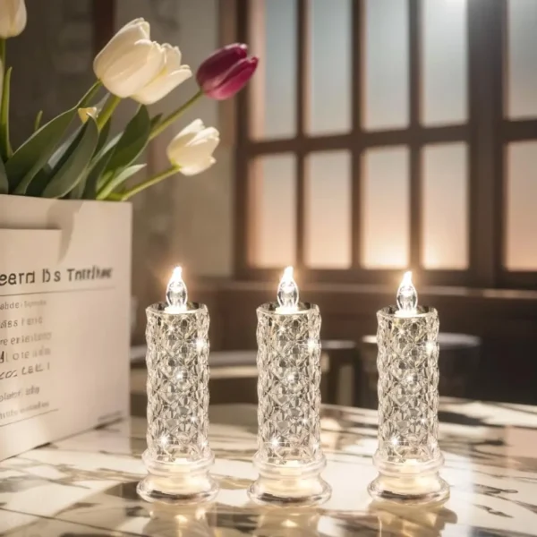 Crystal Candles LED Light Transparent Flameless Battery Power Lantern Night Lamp Wedding Party Birthday Xmas Halloween Decor - Image 5