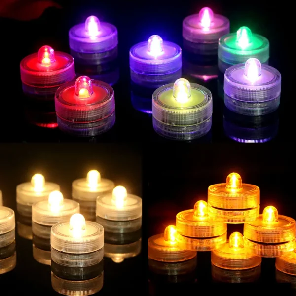 LED Flameless Candles Light Waterproof Tea Lights Underwater Sumbersible Pool LED Lights Decoration Lamp Candle For Wedding Part - Image 5