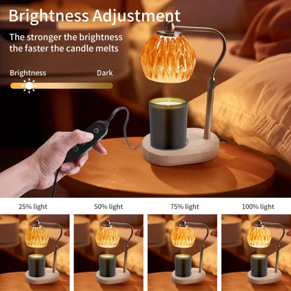 Retro Candle Warmer Table Lamp Aromatherapy Lamp with Timer & Dimmer Height Adjustable for Scented Candles Home Bedroom Decor - Image 5
