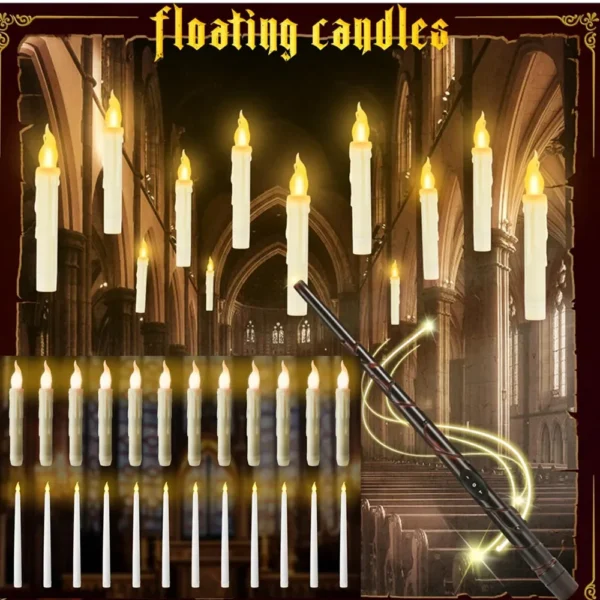 Floating Candles with Magic Wand Remote Control Flickering Warm Light Flameless Taper Candle for Christmas/Wedding/Party Home - Image 5
