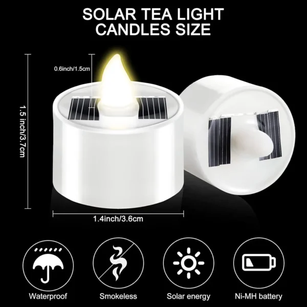 Solar Tea Light Led Candles Flameless Outdoor Waterproof Solar Tea Lights Rechargeable Candles for Party Garden Home Decor - Image 7