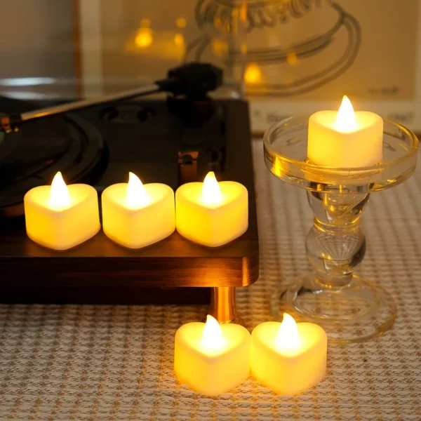 Flameless Led Candle For Home Christmas Party Wedding Decoration Heart-shaped Electronic Battery-Power Tealight Candles - Image 6