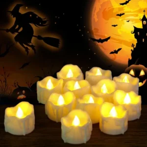 12/96Pcs Flameless LED Electronic Candle Dropping Wax Tea Light Realistic Flames Led Lamp Christmas Halloween Wedding Home Decor