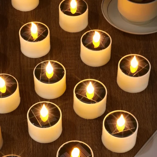 1-30PS Solar Tea Light LED Candles Outdoor Waterproof Flameless Solar Tea Lights Rechargeable Candles for Party Garden Home Deco - Image 3