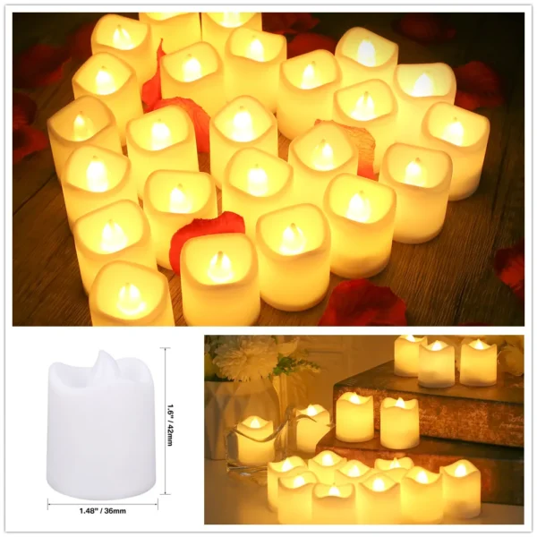 12/24Pcs Pack Flameless LED Candle Wishing Tea Light Warm White Battery Operated Candles Halloween Christmas Wedding Decor - Image 7