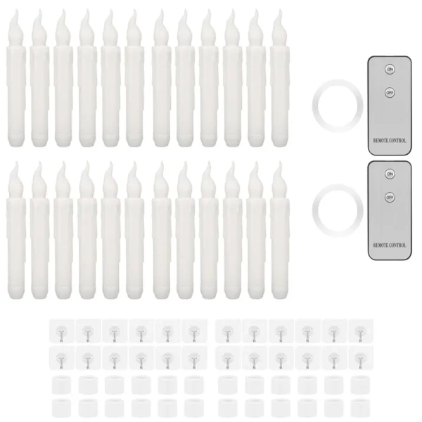 Pack of 12/24pcs LED Floating Taper Candles with Remote Flameless Flickering Hanging Candle Light for Home Christmas Party Decor - Image 3