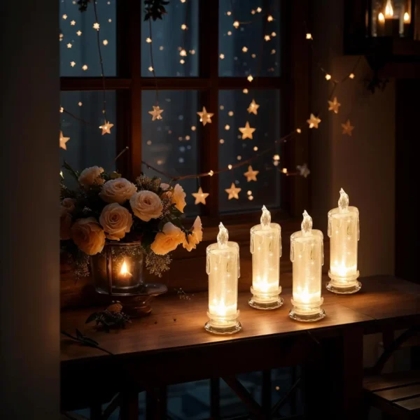Crystal Candles LED Light Transparent Flameless Battery Power Lantern Night Lamp Wedding Party Birthday Xmas Halloween Decor - Image 5