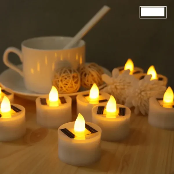 2/4/6 Pieces Solar Flameless LED Candles Fake Flickering Tea Lights Outdoor Garden Light Romantic Wedding Party Decoration - Image 3