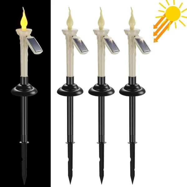 4Packs Cone-Shaped Solar Candles with Brackets for Outdoor Garden Terrace Table Window Sill Decorative Lighting - Image 6