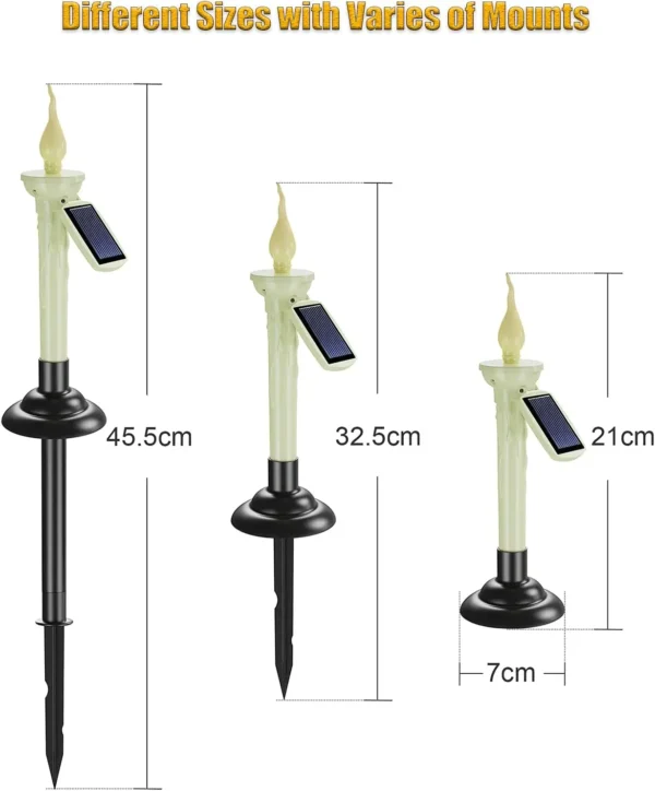 4Packs Cone-Shaped Solar Candles with Brackets for Outdoor Garden Terrace Table Window Sill Decorative Lighting - Image 3