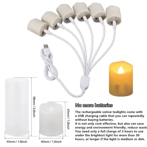 Pack of 12/24 Rechargeable LED Candle with Remote Flameless Flickering Tea Lights Home Dinner Christmas Wedding Party Decor - Image 6