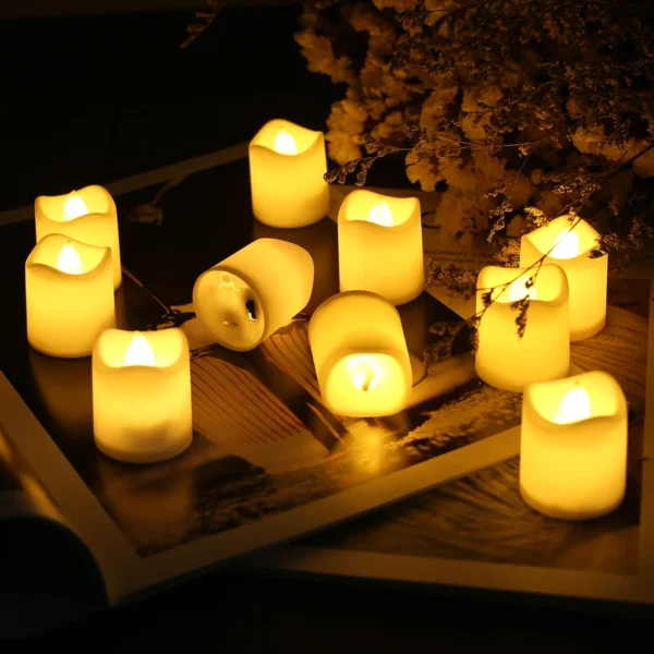 12/24Pcs Flameless LED Candle Wishing Tea Lamp Warm White Home Christmas Party Wedding Decoration Battery-Power Candles Lights - Image 5