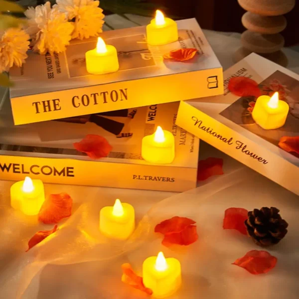 Flameless Led Candle For Home Christmas Party Wedding Decoration Heart-shaped Electronic Battery-Power Tealight Candles - Image 5