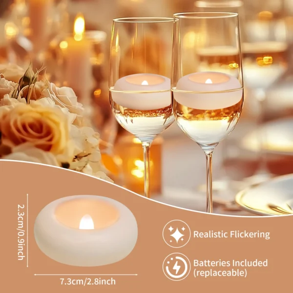 12/24 Pack Waterproof Flameless Floating Tealights Candle Electric Flickering LED Candles For Wedding Party Pool&SPA Home Decor - Image 8