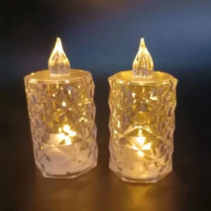 Crystal Candles LED Light Transparent Flameless Battery Power Lantern Night Lamp Wedding Party Birthday Xmas Halloween Decor