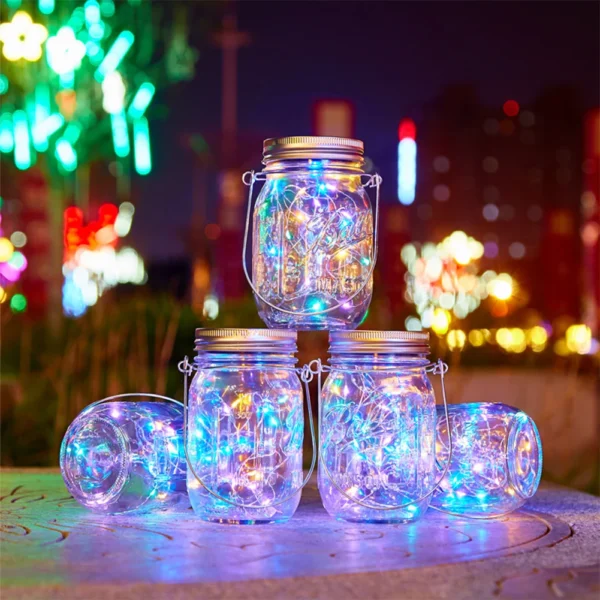 Solar Mason Jar Lid Lights Outdoor  Hanging Mason Jar Lights Christmas Lights for Garden Patio Porch Lawn Decoration（No Jars） - Image 6