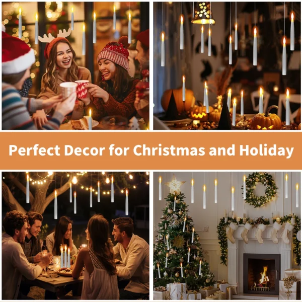 Floating Flameless Candles with Magic Wand Hanging Flickering LED Taper Candle for Indoor Outdoor Christmas Halloween Home Decor - Image 9