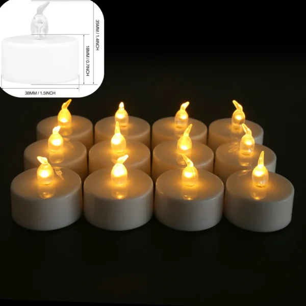 LED Candles 24/12 Pack Flameless Flickering Tea Light Warm White Candle for Party Wedding Birthday Christmas Gifts Home Decor - Image 3
