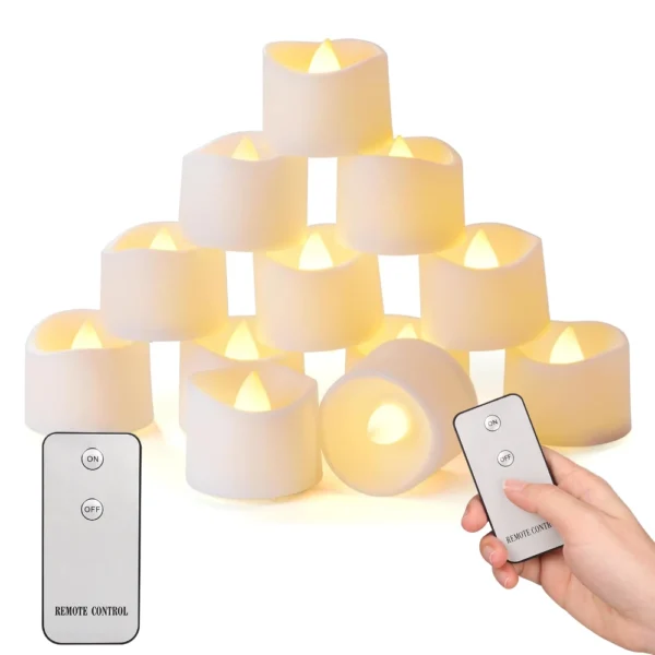24/48Pcs Remote Flameless Flickering LED Candle Battery Operated Creative Wishing Led Tea Lights Wedding Christmas Table Decor - Image 5