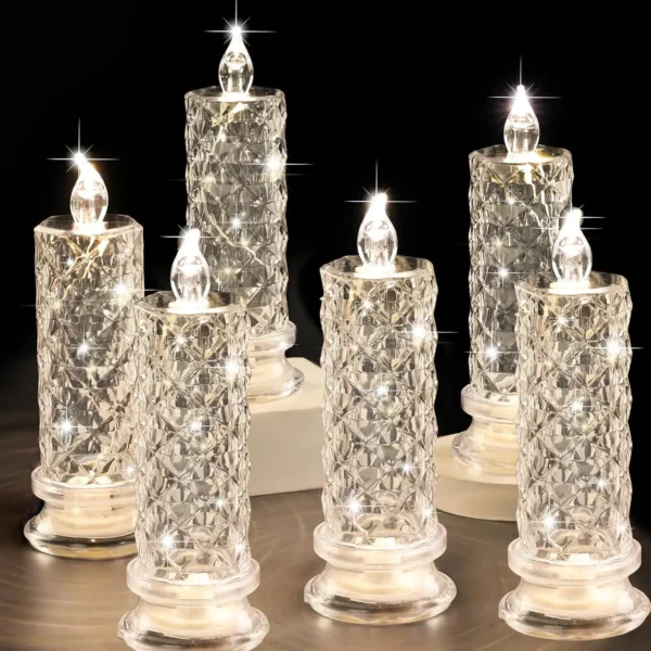 Crystal Candles LED Light Transparent Flameless Battery Power Lantern Night Lamp Wedding Party Birthday Xmas Halloween Decor - Image 3