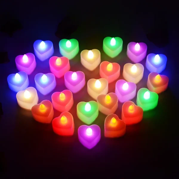 Flameless Led Candle For Home Christmas Party Wedding Decoration Heart-shaped Electronic Battery-Power Tealight Candles - Image 4