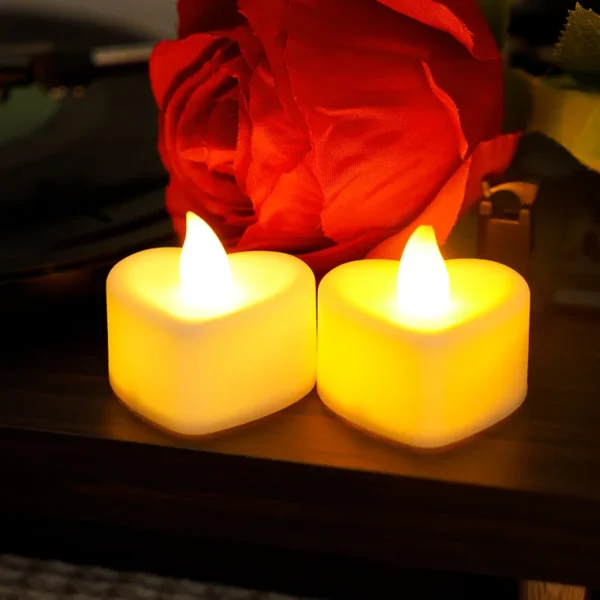 Flameless Led Candle For Home Christmas Party Wedding Decoration Heart-shaped Electronic Battery-Power Tealight Candles - Image 9