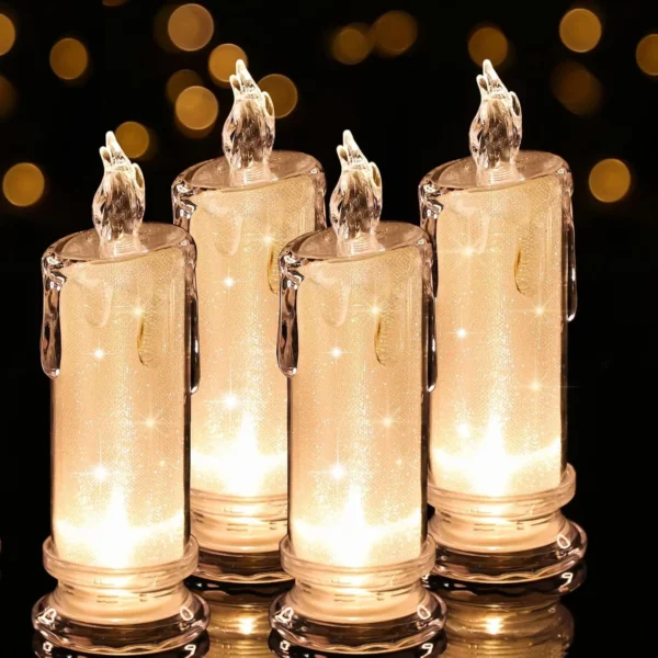 Crystal Candles LED Light Transparent Flameless Battery Power Lantern Night Lamp Wedding Party Birthday Xmas Halloween Decor - Image 4