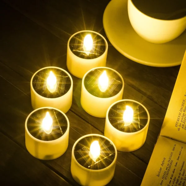 1-30PS Solar Tea Light LED Candles Outdoor Waterproof Flameless Solar Tea Lights Rechargeable Candles for Party Garden Home Deco - Image 7