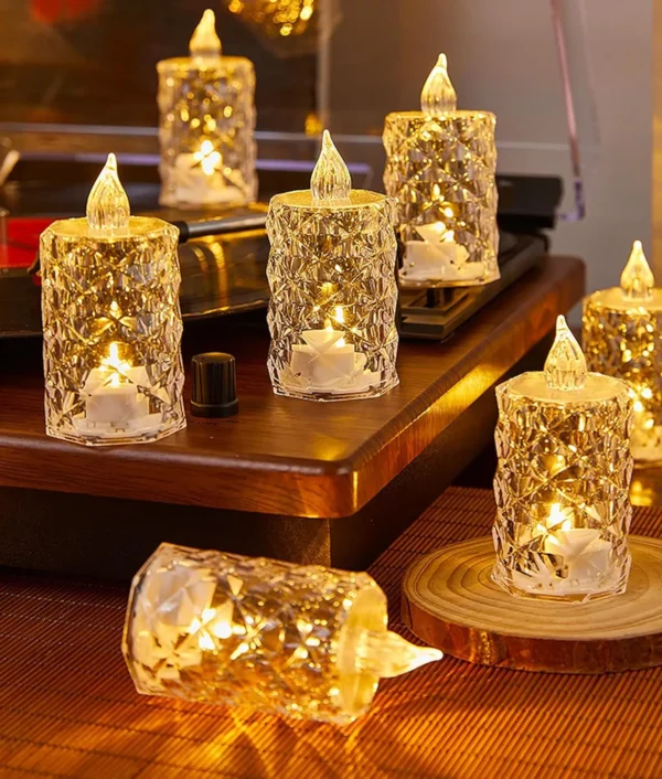 Crystal Candles LED Light Transparent Flameless Battery Power Lantern Night Lamp Wedding Party Birthday Xmas Halloween Decor - Image 2