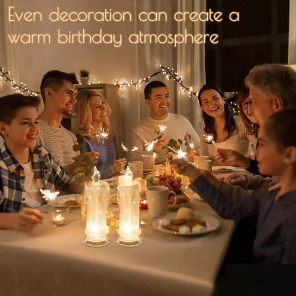 Crystal Candles LED Light Transparent Flameless Battery Power Lantern Night Lamp Wedding Party Birthday Xmas Halloween Decor - Image 8