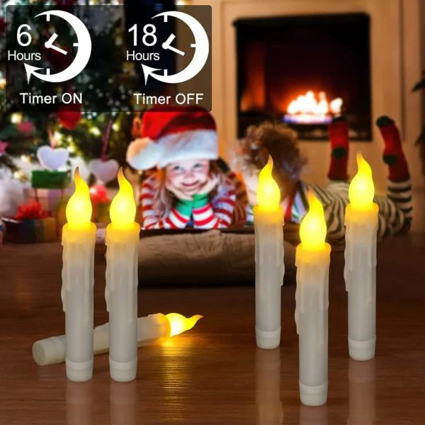 12 Pcs Flameless LED Taper Candles Battery Operated Candles Flickering LED Candles Warm Light Church Christmas Halloween Wedding - Image 4