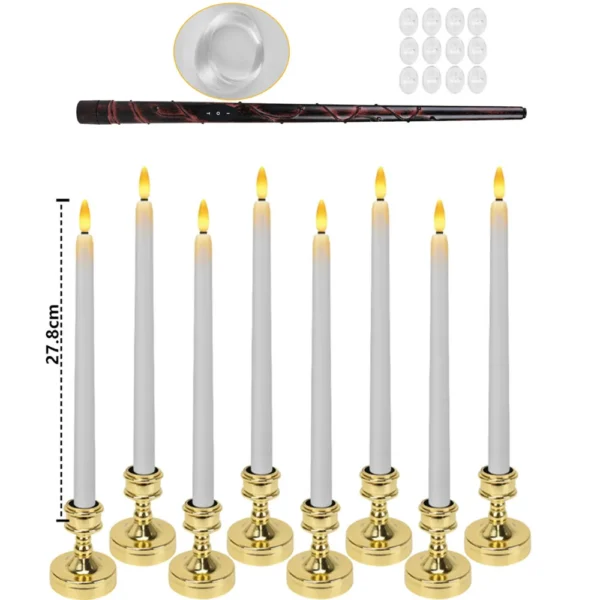 Set of 6/12 Flameless LED Taper Candles with Removable Gold Holders Battery Operated Window Candle for Christmas Table Decor - Image 11
