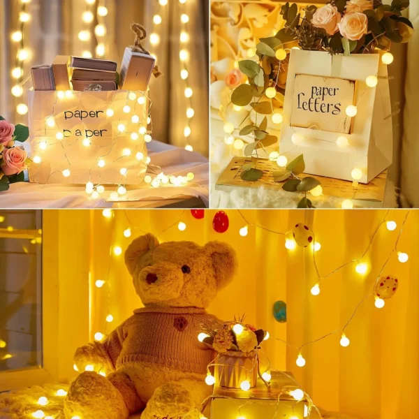 10M Ball LED String Lights Outdoor Ball Chain Lights Garland Lights Bulb Fairy Lights Party Home Wedding Garden Christmas Decor - Image 6