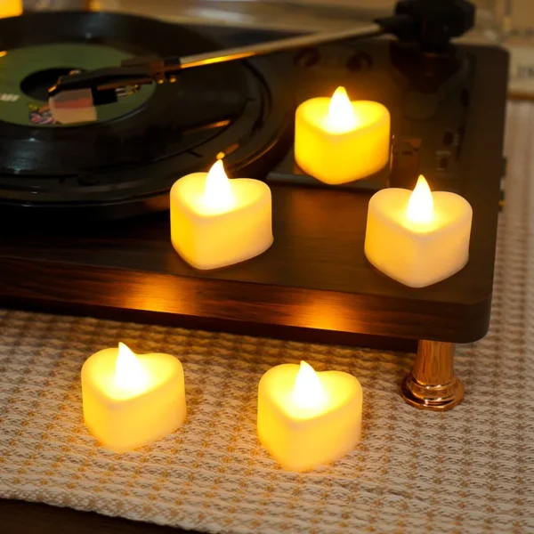 Flameless Led Candle For Home Christmas Party Wedding Decoration Heart-shaped Electronic Battery-Power Tealight Candles - Image 8