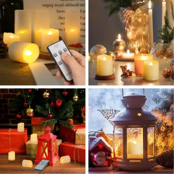 Pack of 12/24 Rechargeable LED Candle with Remote Flameless Flickering Tea Lights Home Dinner Christmas Wedding Party Decor - Image 7
