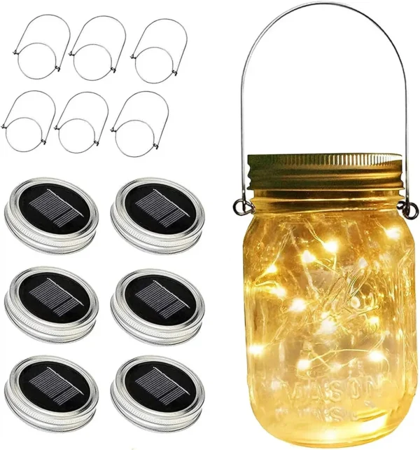 Solar Mason Jar Lid Lights Outdoor  Hanging Mason Jar Lights Christmas Lights for Garden Patio Porch Lawn Decoration（No Jars） - Image 9