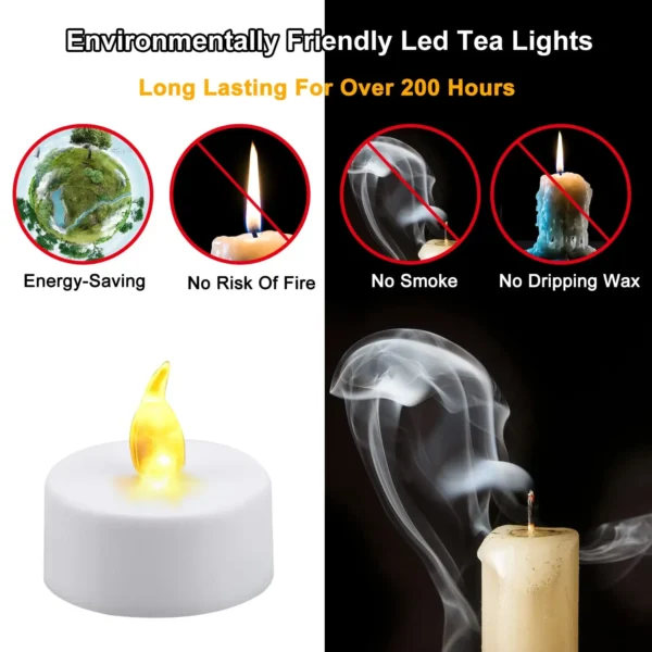 LED Candles 24/12 Pack Flameless Flickering Tea Light Warm White Candle for Party Wedding Birthday Christmas Gifts Home Decor - Image 9
