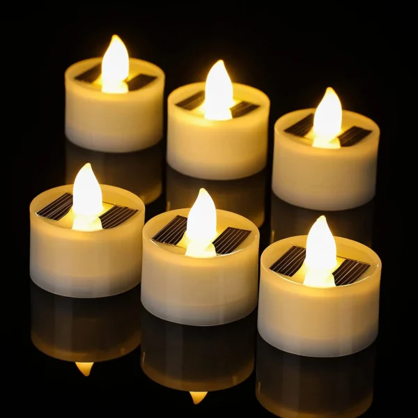 2/4/6 Pieces Solar Flameless LED Candles Fake Flickering Tea Lights Outdoor Garden Light Romantic Wedding Party Decoration - Image 5